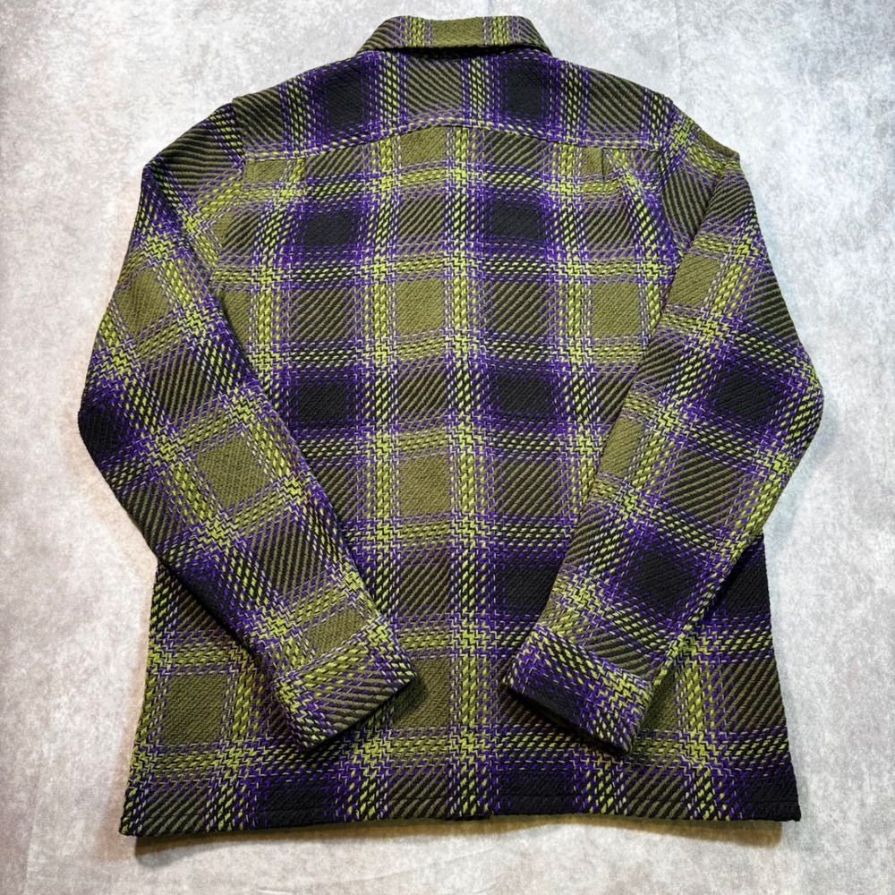 Vans Mens Small Classic Fit chunky knit Shirt Olive Green Purple Textured Cotton - Picture 3 of 8
